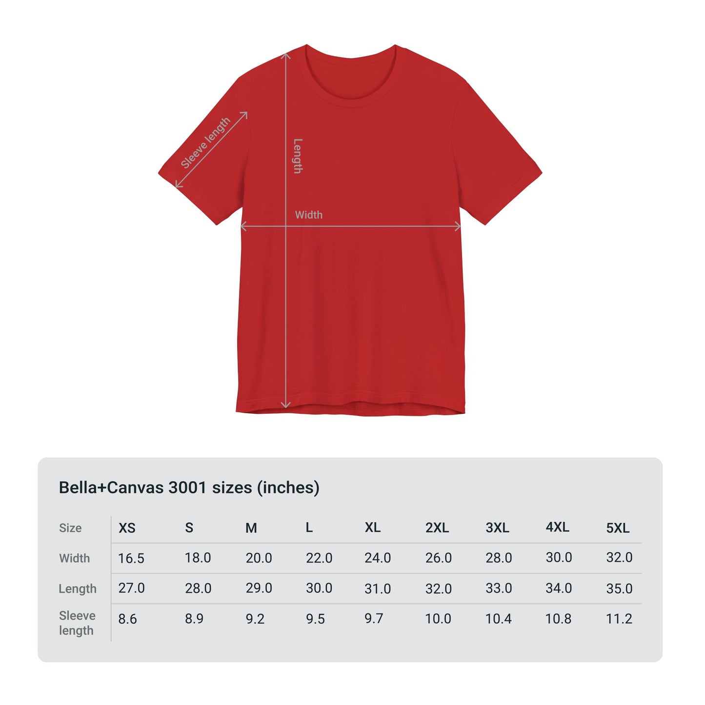 size chart for team santa shirt