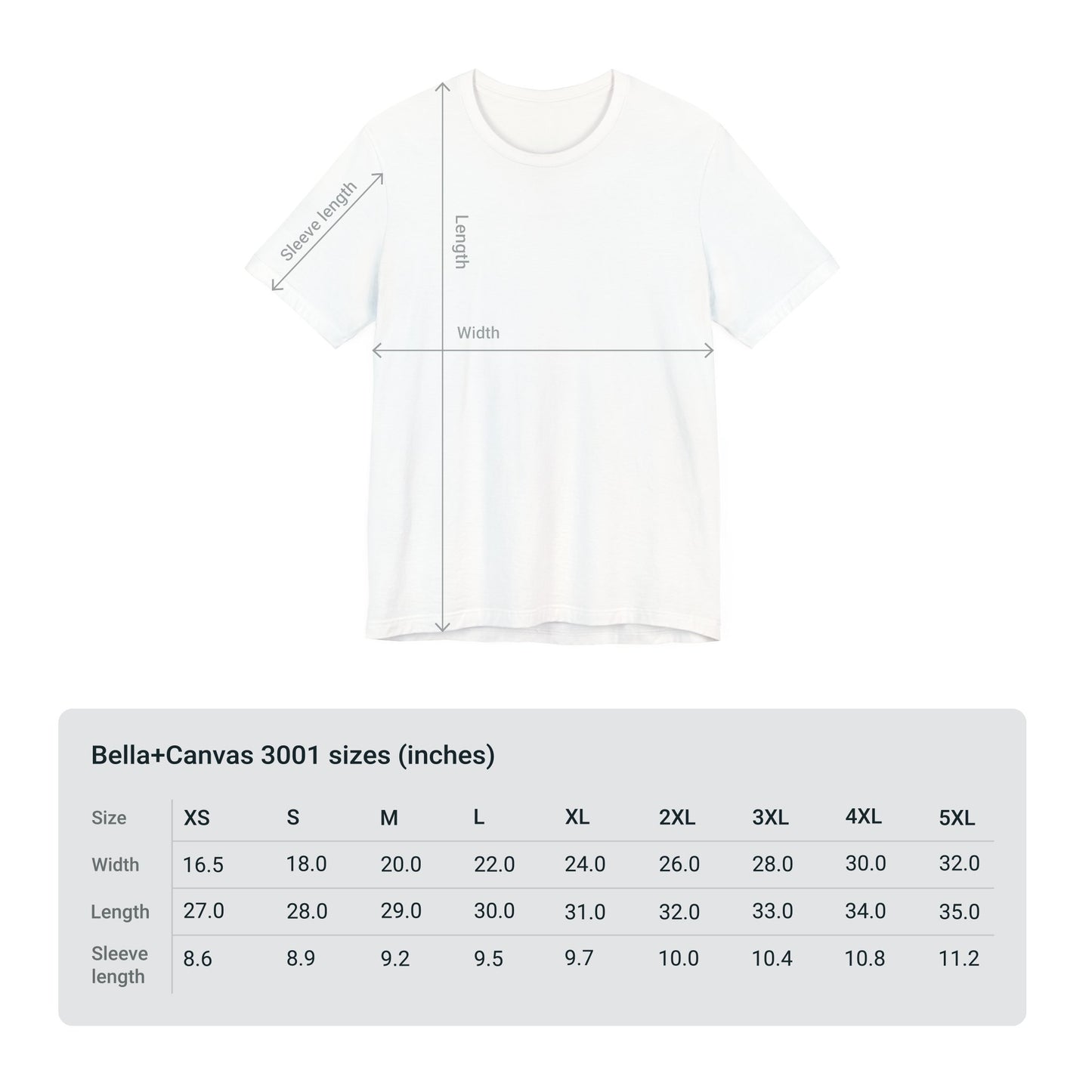 size chart xs - 5xl